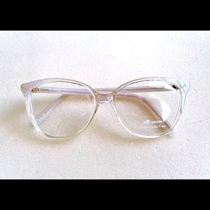 👓 vintage 90s clear pearl oval eyeglasses frames